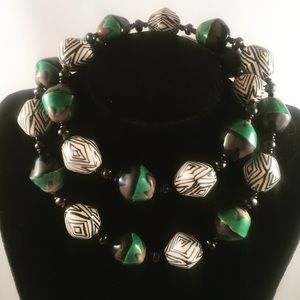 Geometric Ceramic beaded necklace